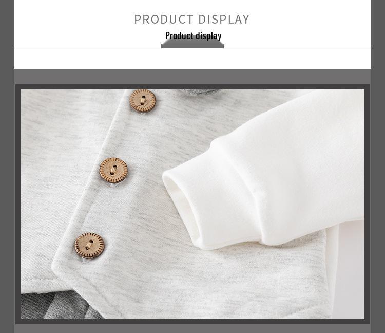 Body bébé quatre saisons: Combinaison formelle grise à manches longues pour nouveau-nés