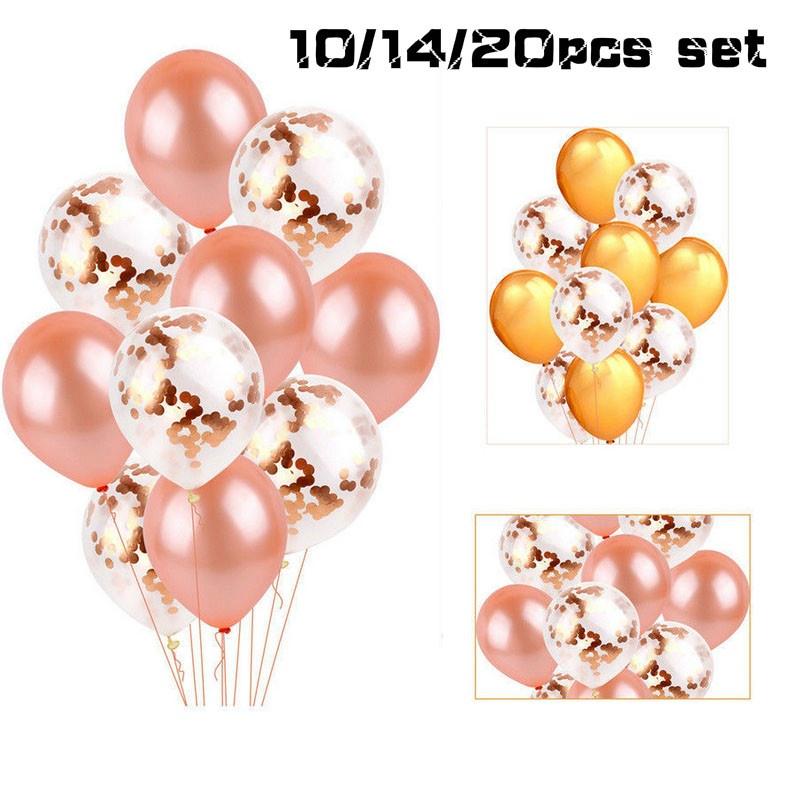 10/14/20pcs Rose  Party Confetti Sequin Balloon Accessories Heart Ballons Wedding Ballons Decorat
