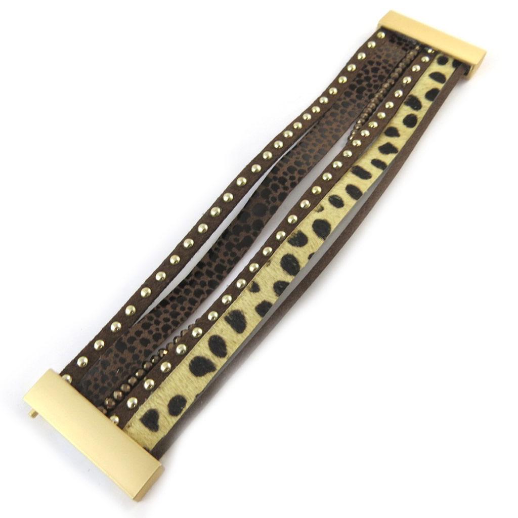 Les Trésors De Lily [N9203] - Bracelet ethnique 'Safari Queen' marron (6 rangs)