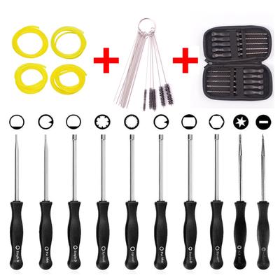 Confezione da 10 utensili per la regolazione del carburatore + custodia per il trasporto + kit di pulizia + tubo del carburante per motori a 2 tempi comuni