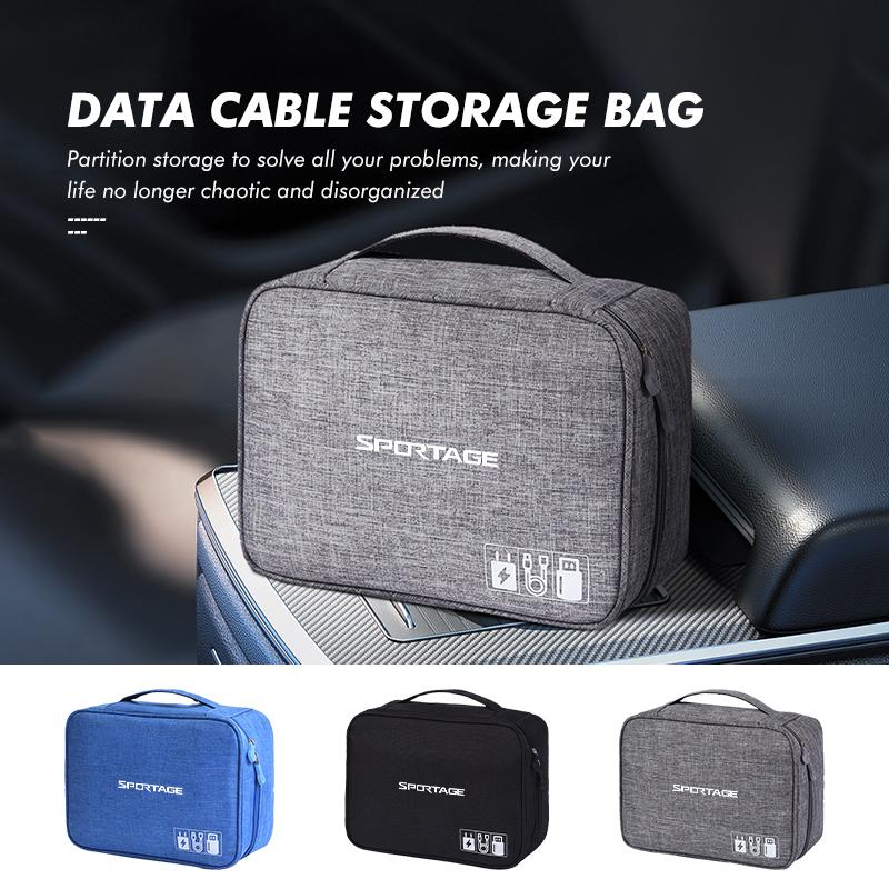 AXADSN1 Auto Reise Große Kapazität Organizer Aufbewahrung Datenkabel Tasche für KIA Sportage Rio K5 K2 Optima Cerato Proceed Venga Sedona