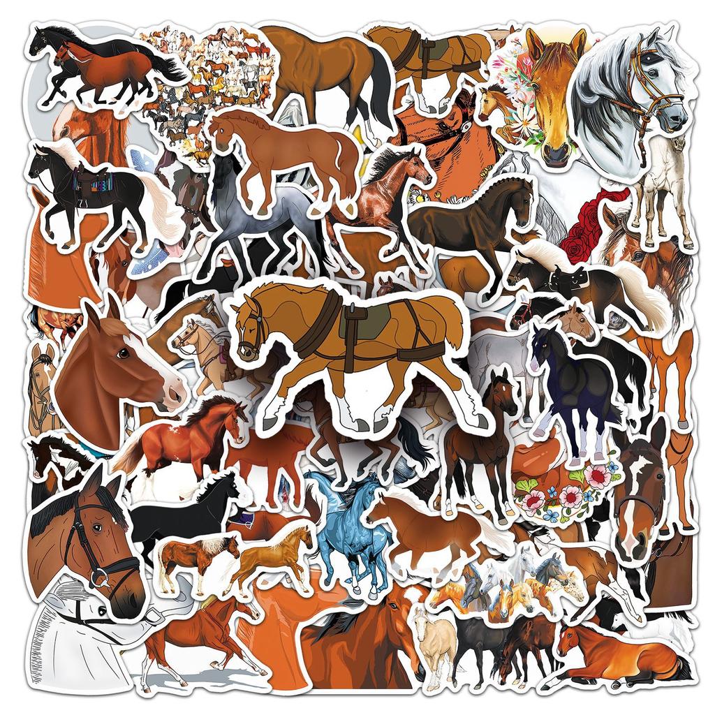 100 Horse Graffiti Stickers Personalized Cartoon Animal Creative Decorative Water Cup Mobile Phone Case Notebook Stickers