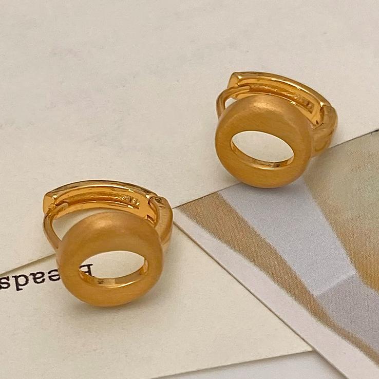 Tibetan Silver 18K Gold Plated Brushed Geometric Hoop Earrings for Women Trendy Fashion  Minimalist Accessories