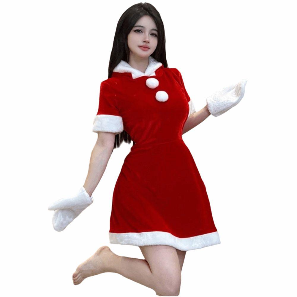 Santa Hat Christmas Dress Santa Claus Christmas Perform Costume Sexy Bunny Girl Costume  Xmas Suit