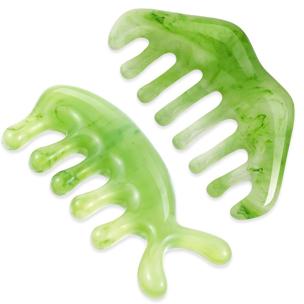 Gua Sha Massage Comb Head and Face Scalp Natural Resin Facial Massager Wide Tooth Guasha Scraping Body Massager