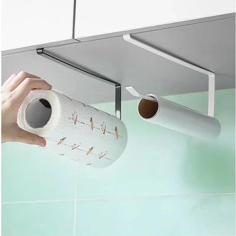 Paper Roll Holder Towel Rack Hanging Shelf Bathroom Storage Toilet Rack Home Kitchen Tissue Accessoriy Wall Stand Hanger Kitchen