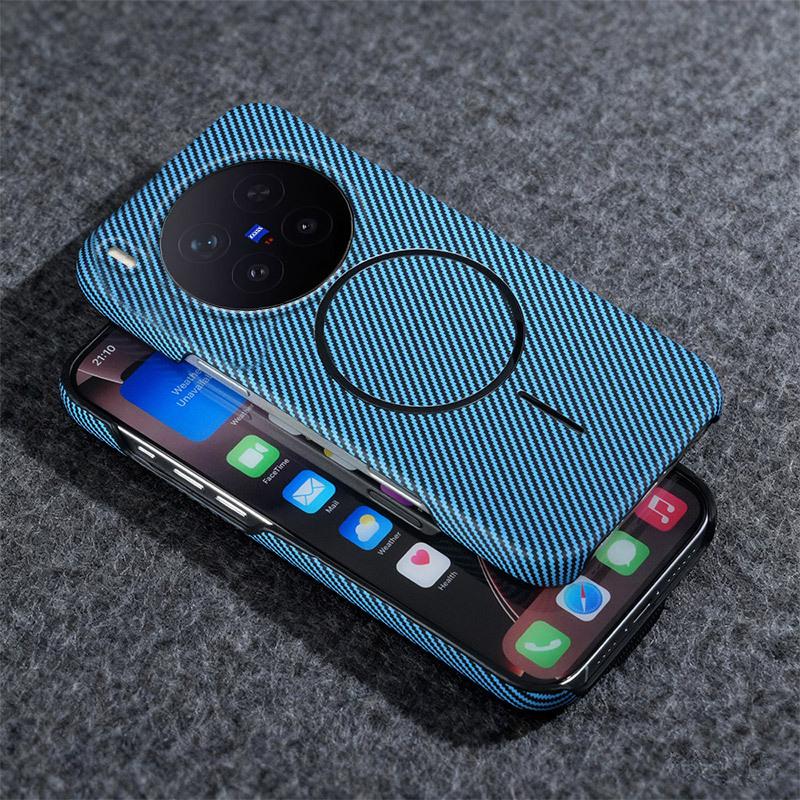 Applicable To VIVO X111S Kevlar Mobile Phone Case S11 Carbon Fiber Pattern Magnetic Suction Bracket iQOO11Ultra Protective Case