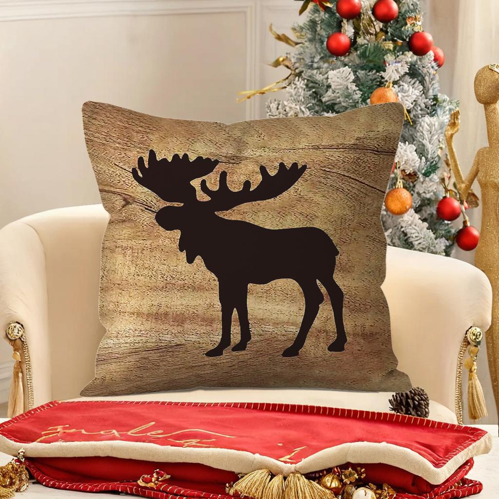 1 Stück Weihnachts-Überwurf-Kissenbezug, bunte Milu-Hirsch-Dekoration Zuhause Sofa Auto Kissenbezug, zur Dekoration von Wohnzimmern