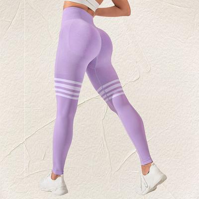 Calças de ioga listradas para mulheres, levantamento de bumbum pêssego, ajuste justo, cintura alta para dança, ioga, exercício de secagem rápida, calças de fitness para mulheres