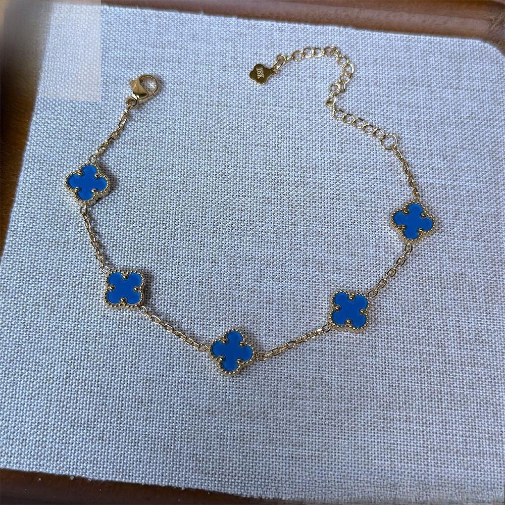 10mm Titanium Steel Non-fading Four-leaf Clover Bracelet Light Luxury Fashion All-match Five-color Bracelet