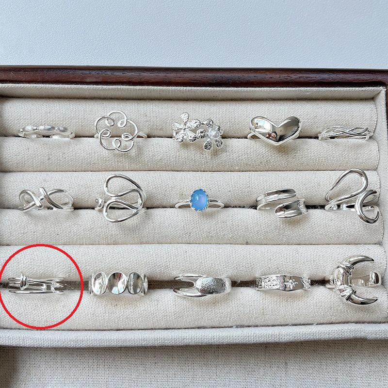 Korean 925 Sterling Silver Geometric Ring: Non-Fading, Versatile, Adjustable, Bright Finish for Women.