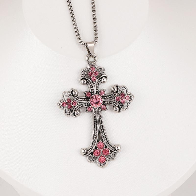 2025 New Baroque Cross Necklace Men Women Hip Hop Pendant Chain Sweater Jewelry Trendy