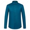 Men's Wrinkle Free 4 Way Stretch Dress Shirts with Pocket Business Regular Fit Solid Long Sleeve Button Up Shirt Wedding Dating