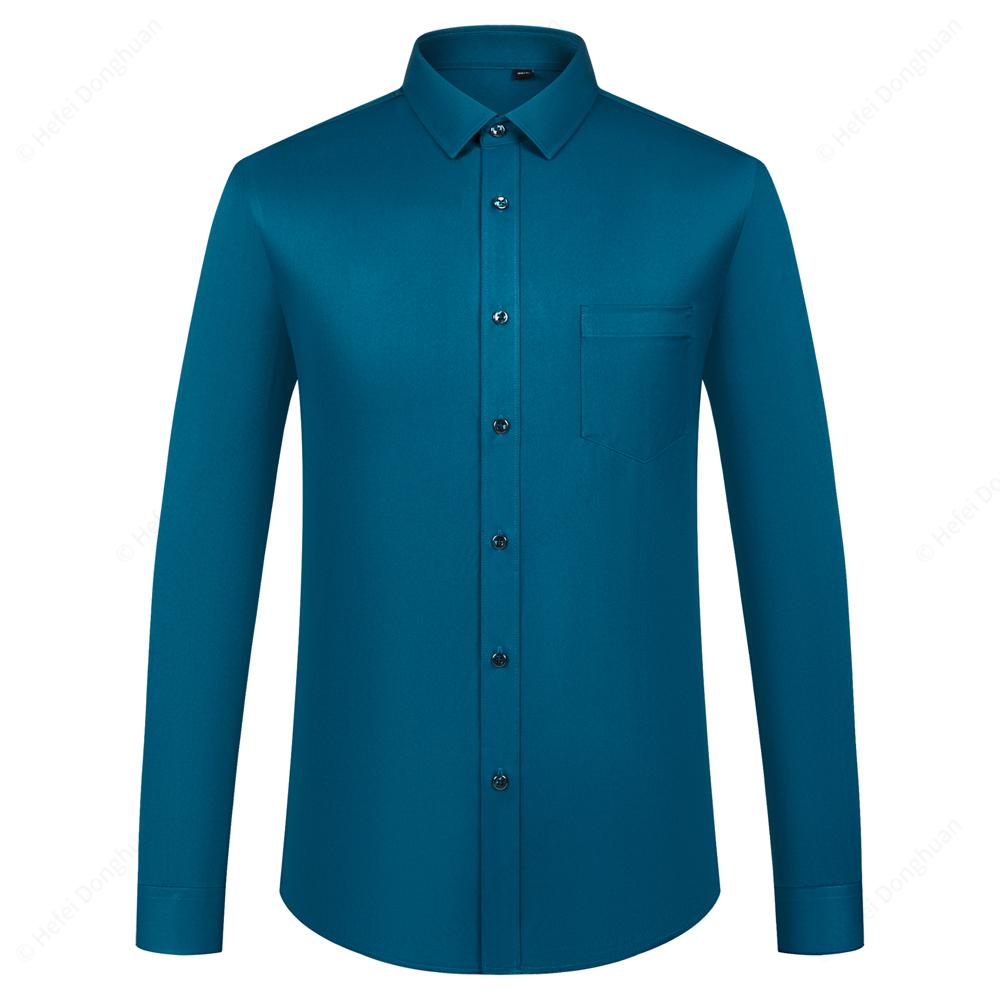 Men's Wrinkle Free 4 Way Stretch Dress Shirts with Pocket Business Regular Fit Solid Long Sleeve Button Up Shirt Wedding Dating