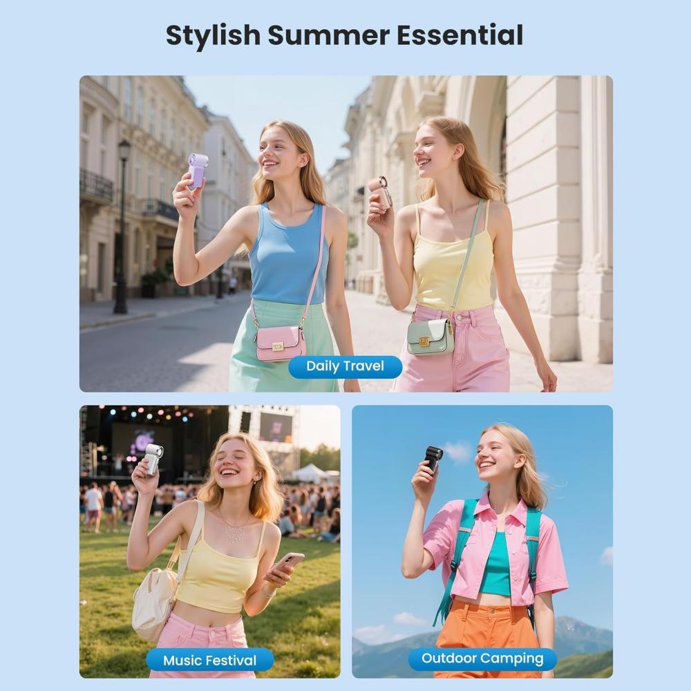 Mini High Speed Handheld Fan 3000mAh LED Display Portable Turbo Fan Desk Fan Outdoor Cooling Rechargeable Fan