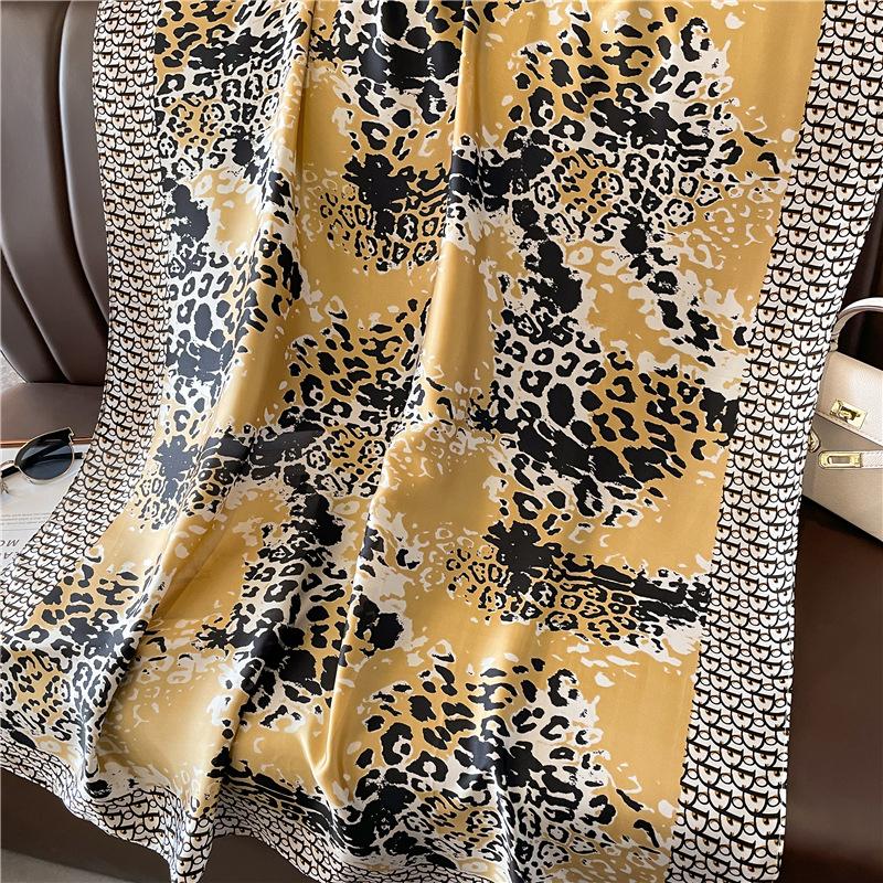 New simple and versatile geometric fashion scarf women's thin simulated silk shawl sunscreen long large size silk