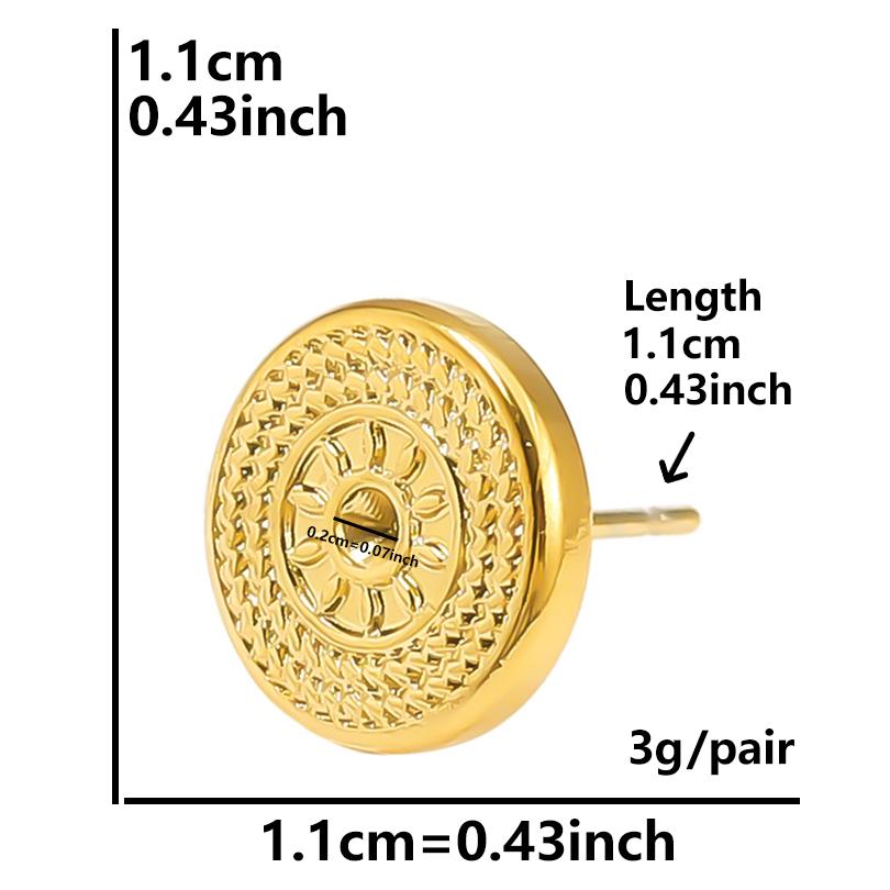 6pcs Real Gold Plated Geometric Round Oval Heart Blank Settings DIY Stone Enamel Crystal Stainless Steel Ear Studs For Women Men