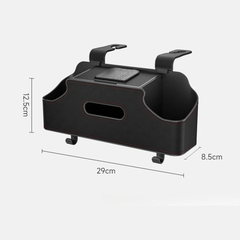 Car Seat Back Organizer Rear Seat Car Storage Box Car Back Seat Organizer with 2 Drink Cup Holder Tissue Box Hooks for Kids