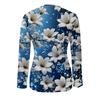 All-over Printed Floral Pattern Zipper T-shirt, Casual Long-sleeved Top, Suitable for Spring and Autumn, Suitable for Home and Outdoor Wear