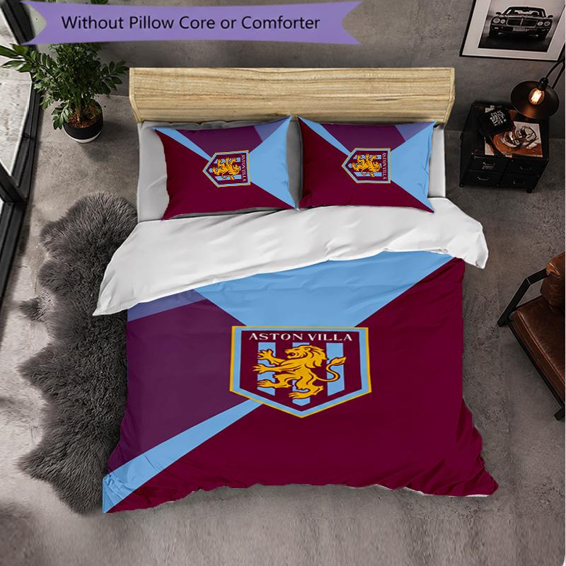 Set Biancheria da Letto Aston Villa Football 3 Pezzi Morbido Set Copripiumino con Federe Set Decorazione Camera da Letto per la Casa