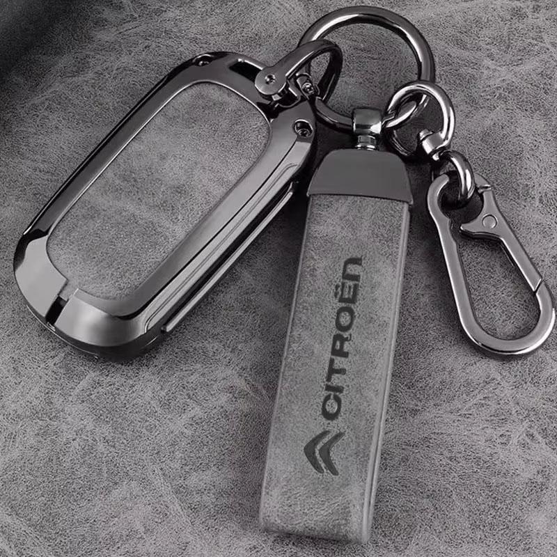 Citroen Logo Car Vintage Leather Keychain Ring Zinc Alloy Chain Key For Citroen C1 DS3 C2 C3 Vts C4 Saxo C4L C5 C6 C8 Xsara