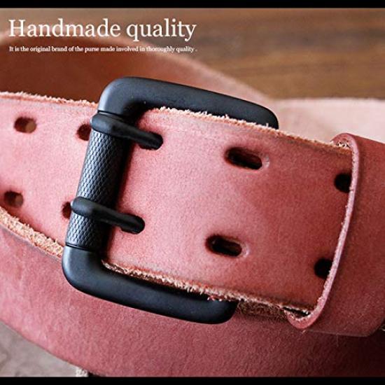 Genuine Large Nubuck Double Buckle Vintage Finish [Days Art] Belt, Leather, Cowhide, Size, Long, Leather, Brushed, Hole, Belt,