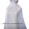 Wedding Bridal Veil Cut Edge Hair Accessories for Bride Single Layer Sheer Tulle 118" Pearls Embellished Chapel Veils