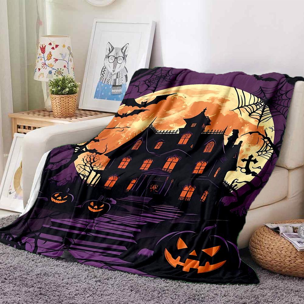 1pc Halloween Haunted Blanket, Lightweight Flannel Throw Blanket for Sofa, Bed, Travel, Camping, Living Room, Office, Couch, Chair, and Bed