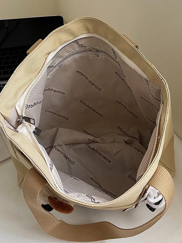 Damen Canvas Tote mit großem Fassungsvermögen - Lässig für den Arbeitsweg & Cartoon-Design, Perfekt für Studentinnen & Mütter