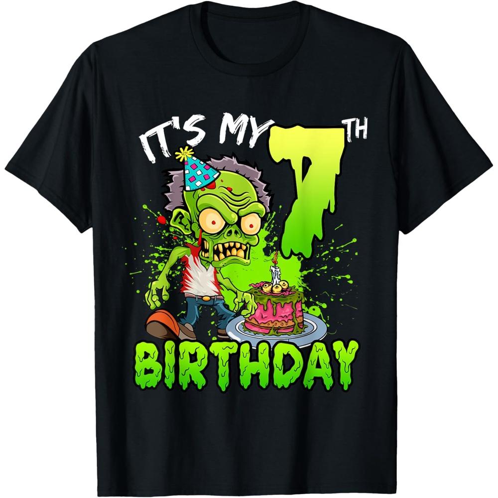 It s My 7th Birthday Zombie Lover 7 Year Old Girls T-Shirt 4XL чёрный