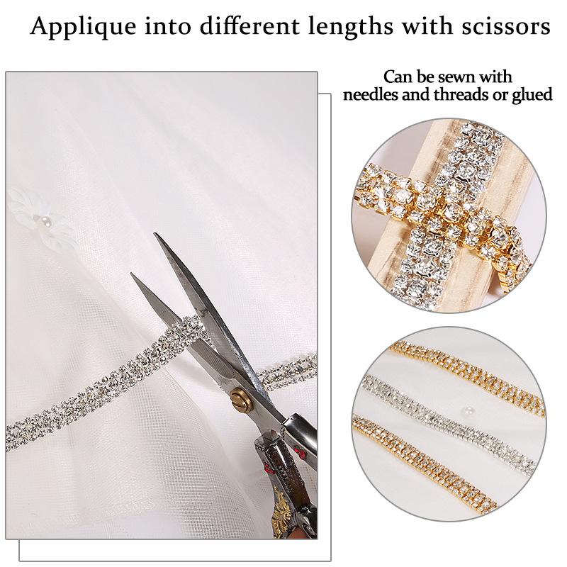 3 Reihen Krallenkette Ss8Ss16 Farbe Dichtes Strassband Strasskette Metall Glasbohrer DIY Schmuckzubehör
