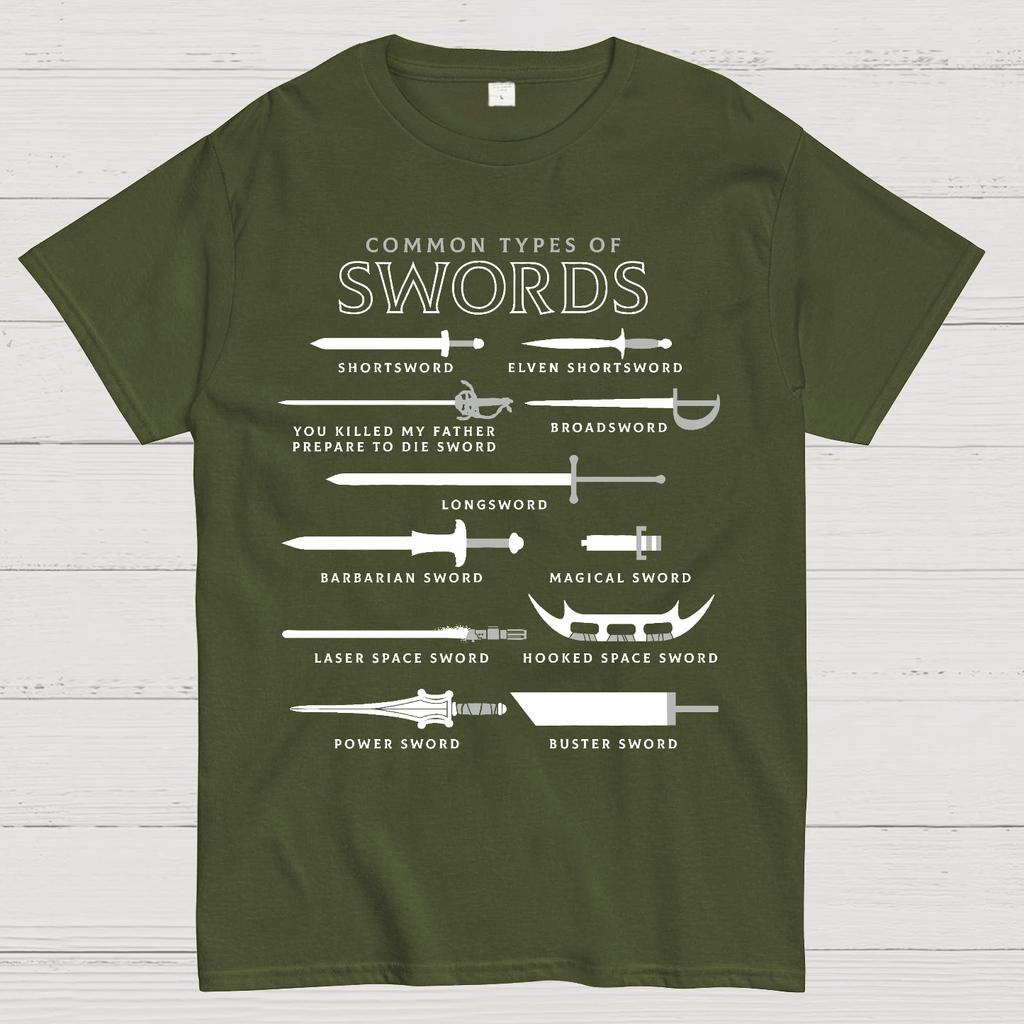 Common Types Of Swords Unisex 100% Cotton Summer Casual Cool Loose T-Shirt