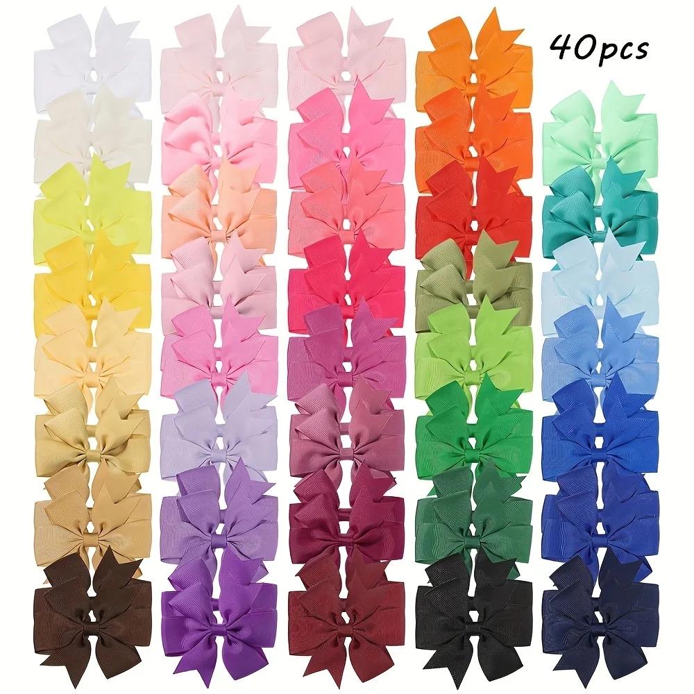 BABY BOWS 20/40/60PCS 2.3'' Grosgrain Ribbon Bows Hair Clips Set for Girl Random Color Bow Hairgripes Headwear Hair Accessories