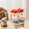 Fruit Basket 2 Tier Large Plastic Fruit Bowl Ceramic Bowls Bamboo Stand Microwave Safe Dishwasher Safe