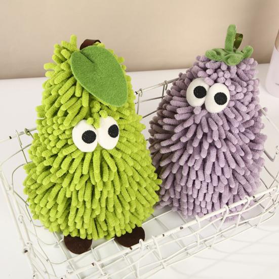 Cartoon Hand Towel for Bathroom Thicken Eggplant Pear Shaped Towel Super Absorbent Quick