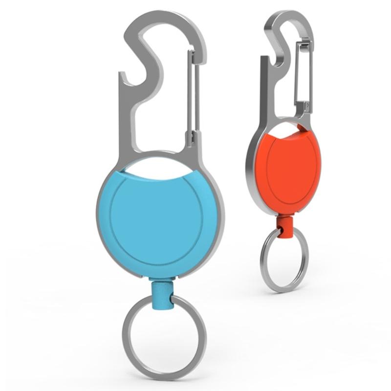 Strong Casing Keychains Retractable Badge Holder Nylon Woven Rope Keyring Coiled