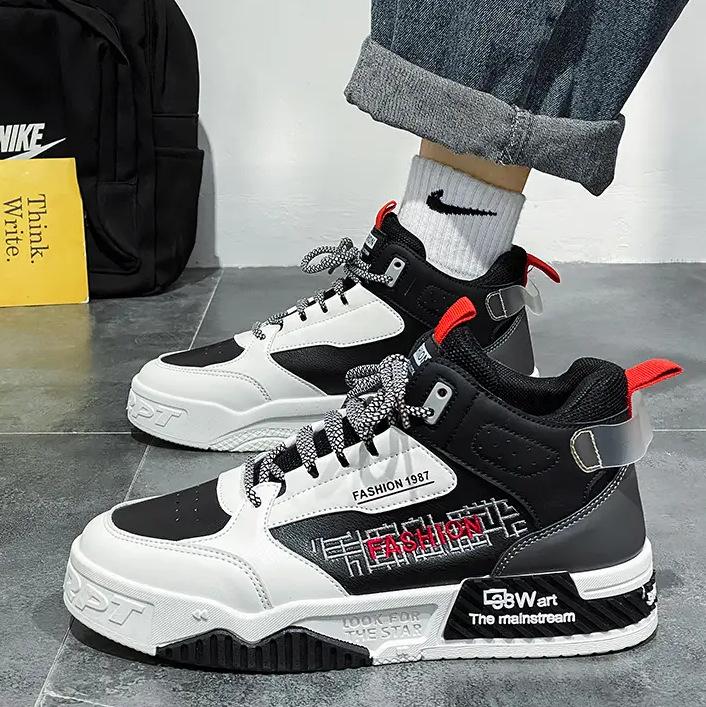 

Men s shoes spring and autumn 2024 new Korean version niche youth sports and leisure high-top board shoes versatile soft-soled trendy shoes 44
