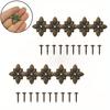 50sets Quadrilateral Iron Sheet Flower Patch with Decorative Nails Set, Wooden Box Corner Pieces, Retro Interior Decoration Sofa Furniture Door