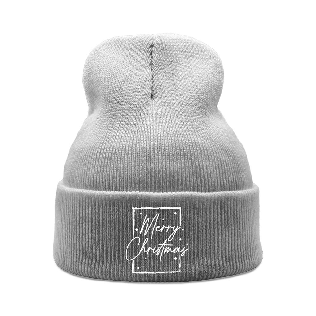 Merry Christmas Print Unisex Winter Hats Knitted Cap Beanie Caps For Man Sporting Cozy Beanie Ideal Choice For Daily Wear