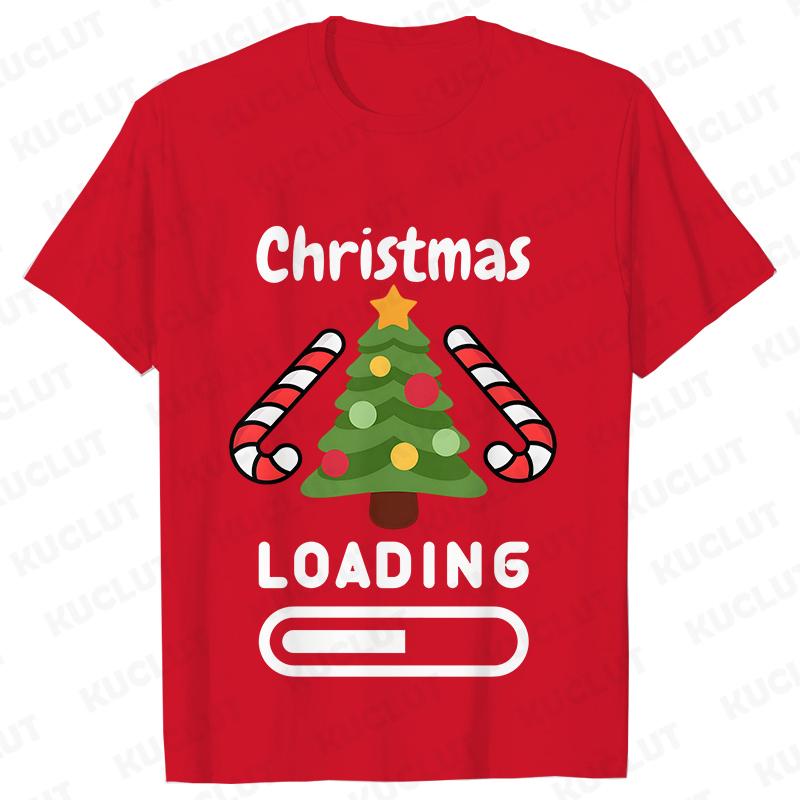Christmas Loading Graphic TShirt Men Clothing Xmas Short Sleeve Tees Happy New Year Tshirt Trendy Merry Christmas Y2k Tops