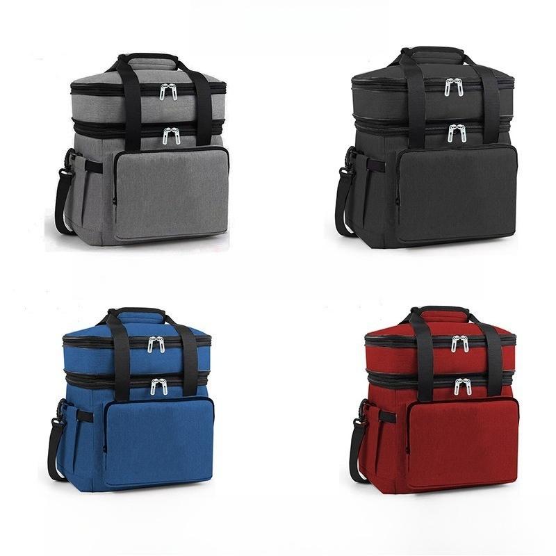 Large Capacity Double Layer Aluminum Foil Insulated Bag Oxford Cloth Car Ice Bag Outdoor Picnic Crossbody Portable Keeping Bag