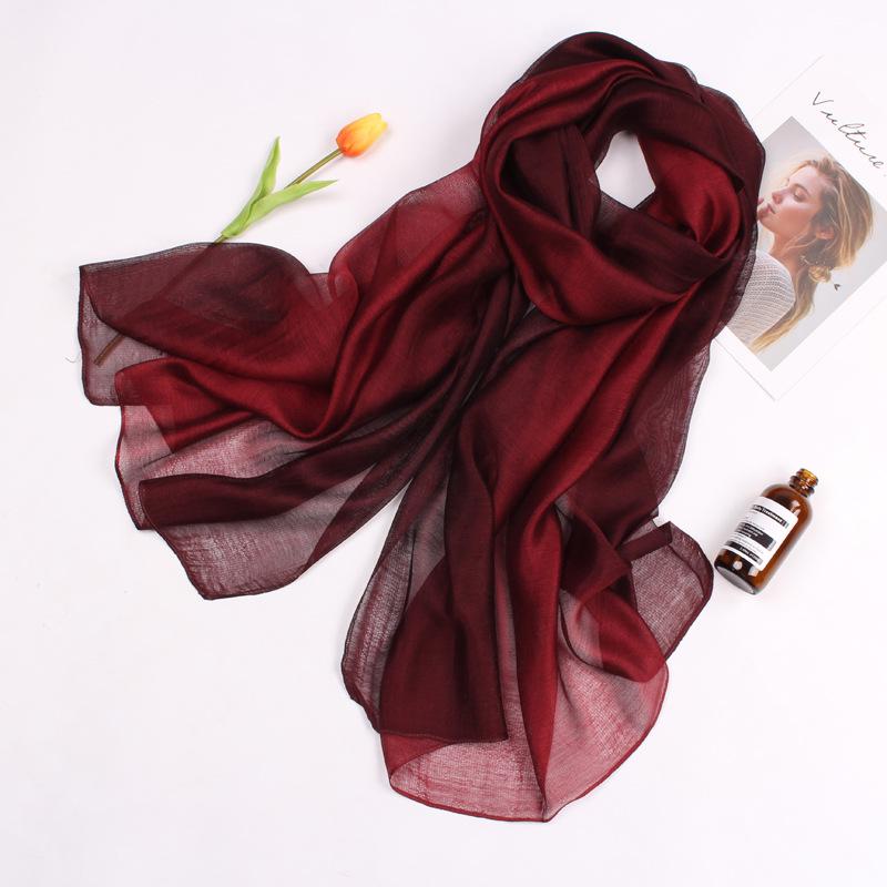 Dual-Use Gradient Mulberry Silk Scarf: Cotton, Linen & Silk Wrap for Women