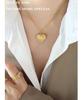 Gold-Plated Titanium Steel Heart Pendant Necklace with Embossed Design - European/American Style