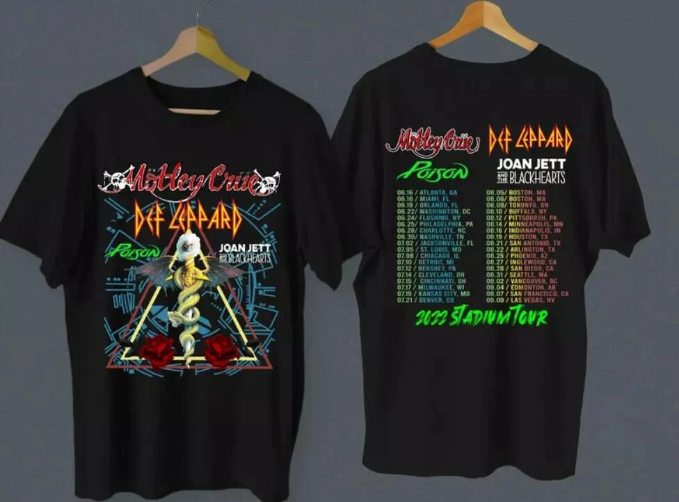 Motley Crue Def Leppard Poison Stadium Tour 2022 TShirt Rock Show Tee Unisex T-Shirt L