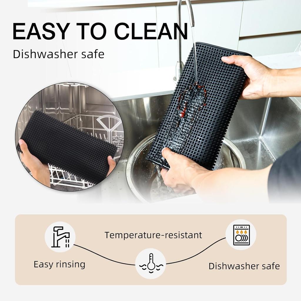 4 Pcs Bar Mats for Countertop 18 X 12 Inch Rubber Silicone Bar Drying Coffee Non Slip Mat for Bartending Home Cocktail Bars Restaurants (Black)