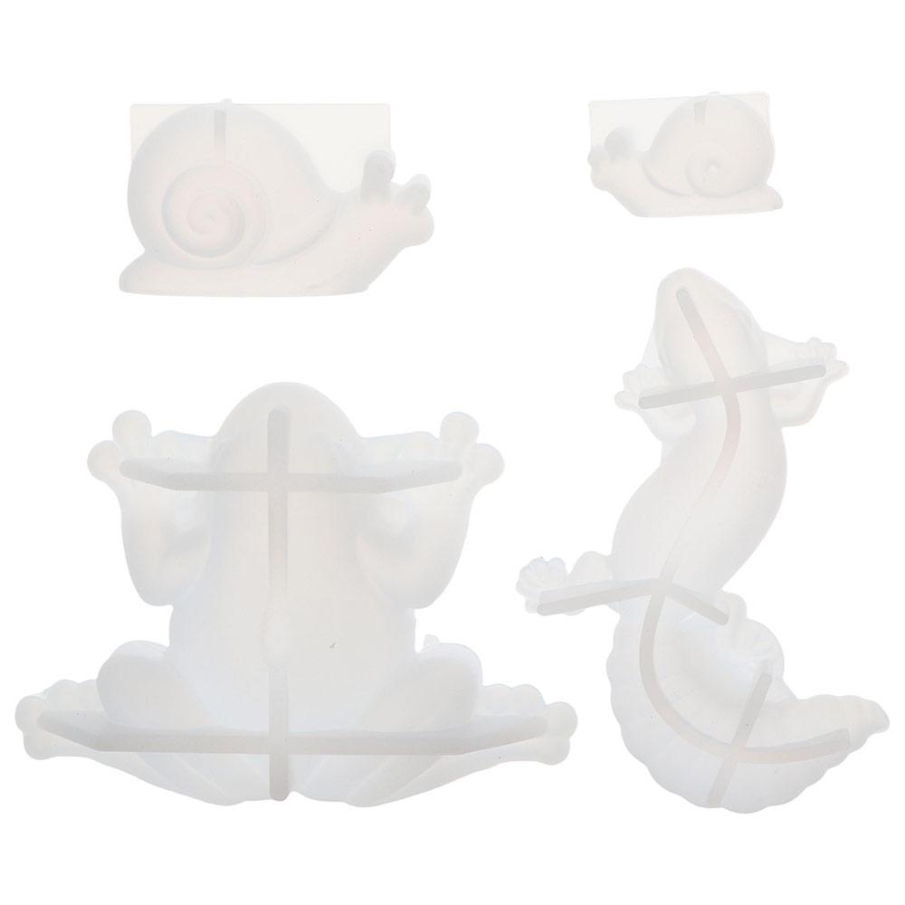 

Silicone 4Pcs 3D Animal Epoxy Resin Mould White Lifelike Frog, Lizard, Snails Silicone Molds светло-серый