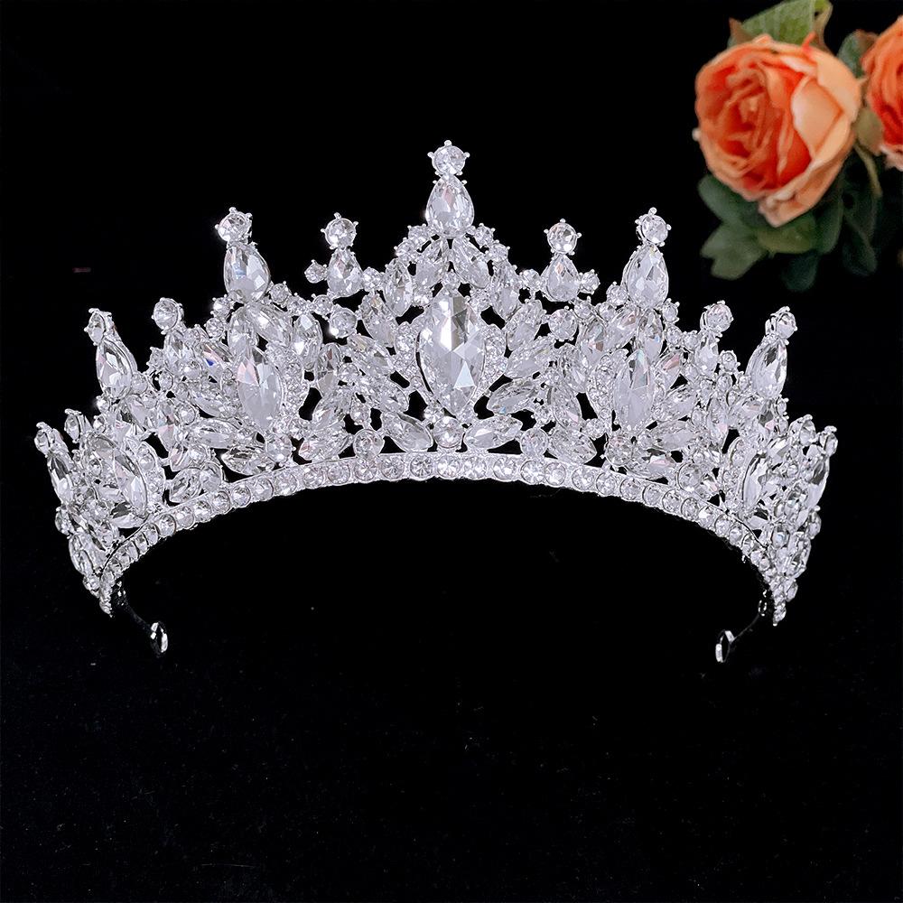 

DIEZI Luxury Flower Water Drop Tassel Pendant Tiara Crown Women Girls Wedding Korean Elegant Princess Bridal Hair Dress Jewelry