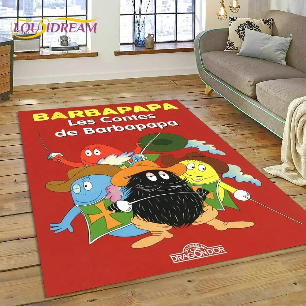 Cartoon Les Barbapapa Family Carpet Rug for Bedroom Living Room Home Sofa Decoration,Children Game Large Decor Floor Mat Gift