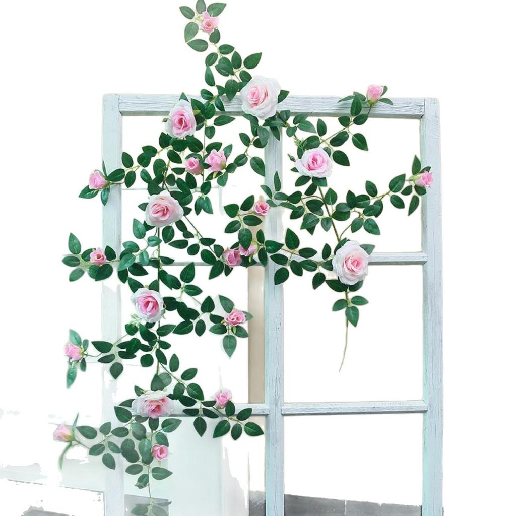 Rose Flower Vine Greenery for Air Conditioner Pipe Decoration and Wall Covering