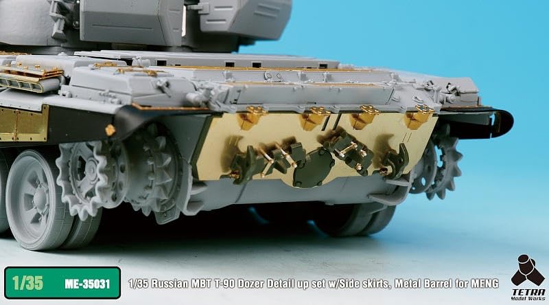 Tetra Model ME Series Russian Tank with Dozer Side Metal Barrel Plastic Model Parts ME3531 1/35 T-90 Blade, Skirts, (MEN)